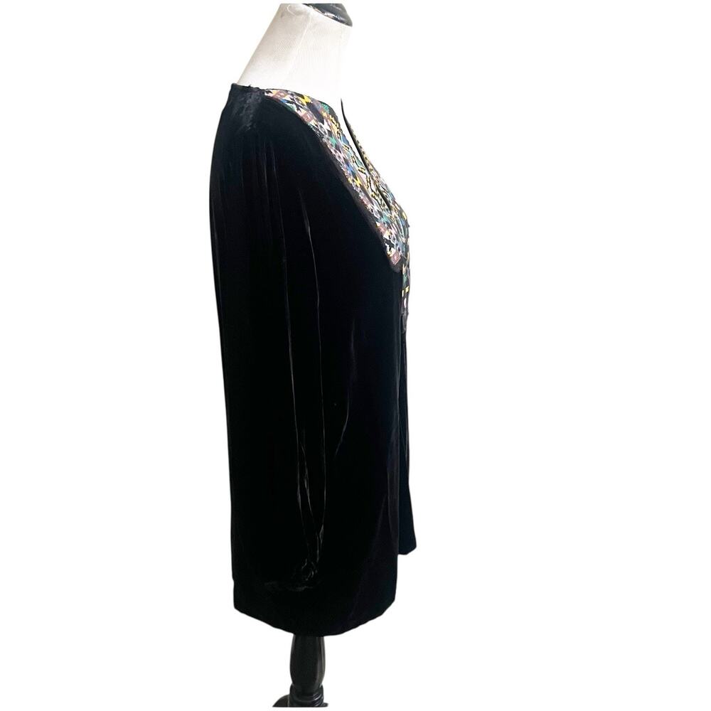 Zara Woman Embroidered Velvet Tunic Kaftan Size Large Black Bohemian Long Sleeve - Picture 3 of 9
